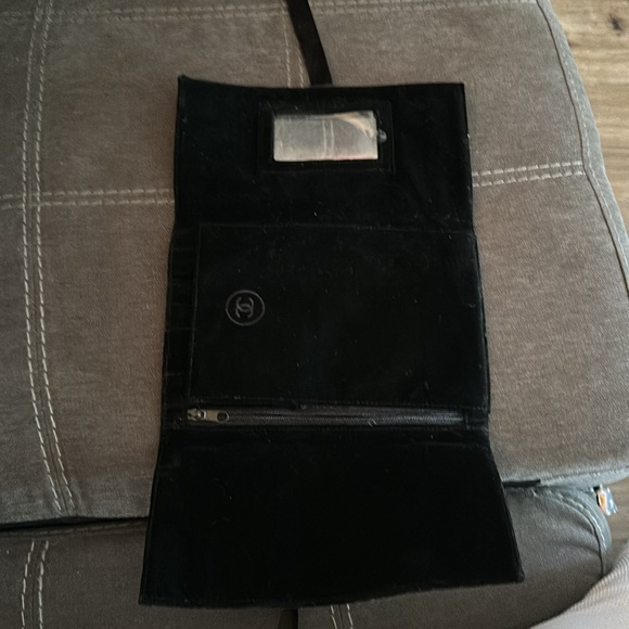 CHANEL Suede TriFold Makeup Clutch with Wrap Around Bow - Picture 3 of 6